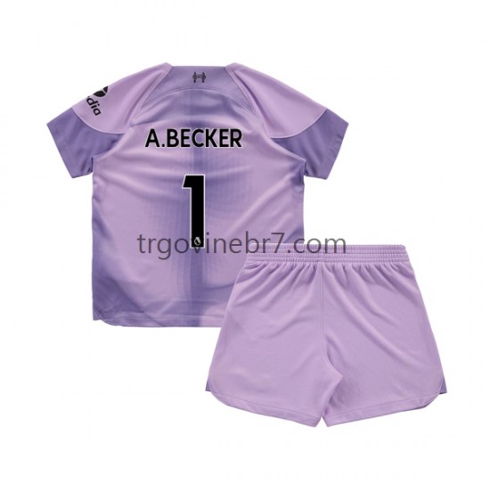 Golmanski Dres - Dres Liverpool Alisson Becker 1 Domaći 2022-2023 Kratkih Rukava - Dječji