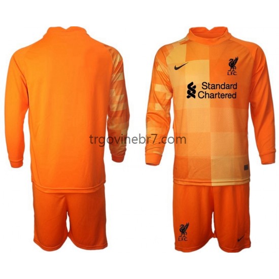 Golmanski Dres - Dres Liverpool Četvrti 2021-2022 Dugim Rukavima - Dječji
