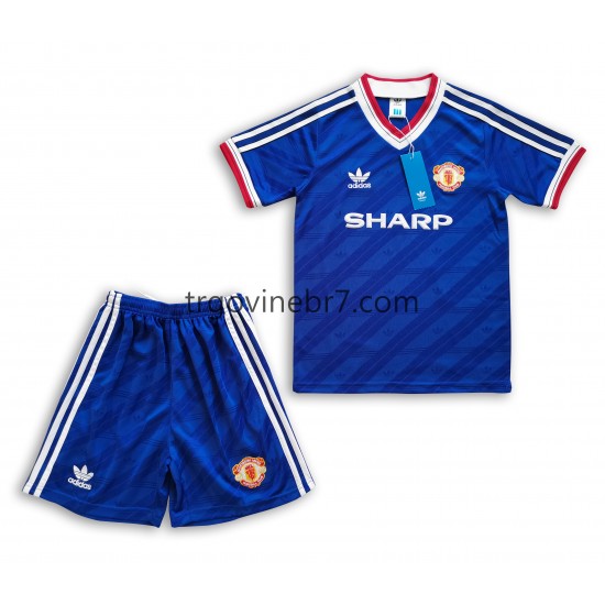 Dres Manchester United 1986 Retro Gostujući Kratkih Rukava - Dječji