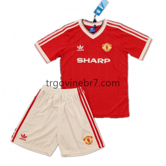 Dres Manchester United 1984 Retro Domaći Kratkih Rukava - Dječji