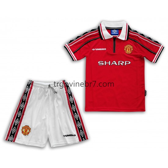 Dres Manchester United Retro Domaći 1998-1999 Kratkih Rukava - Dječji