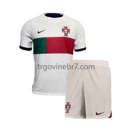 Dres Portugal Gostujući World Cup 2022 Kratkih Rukava - Dječji