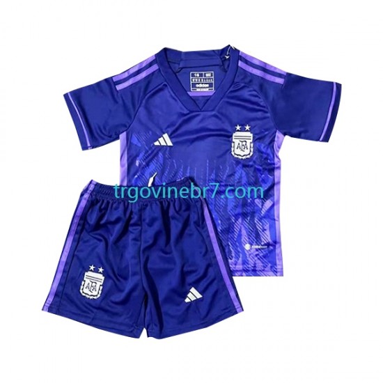Dres Argentina Gostujući World Cup 2022 Kratkih Rukava - Dječji