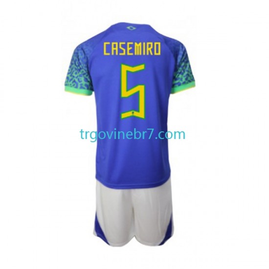 Dres Brazil Casemiro 5 Gostujući World Cup 2022 Kratkih Rukava - Dječji