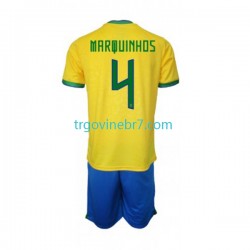 Dres Brazil Marquinhos 4 Domaći World Cup 2022 Kratkih Rukava - Dječji Dres Brazil Marquinhos 4 Domaći World Cup 2022 Kratkih Rukava - Dječji