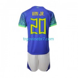 Dres Brazil Vinicius Junior 20 Gostujući World Cup 2022 Kratkih Rukava - Dječji