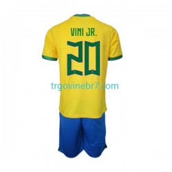 Dres Brazil Vinicius Junior 20 Domaći World Cup 2022 Kratkih Rukava - Dječji