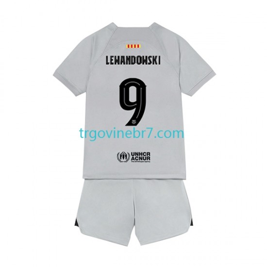 Dres FC Barcelona Lewandowski 9 Treći 2022-2023 Kratkih Rukava - Dječji