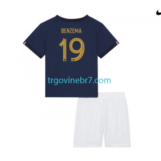 Dres Francuska Benzema 19 Domaći World Cup 2022 Kratkih Rukava - Dječji