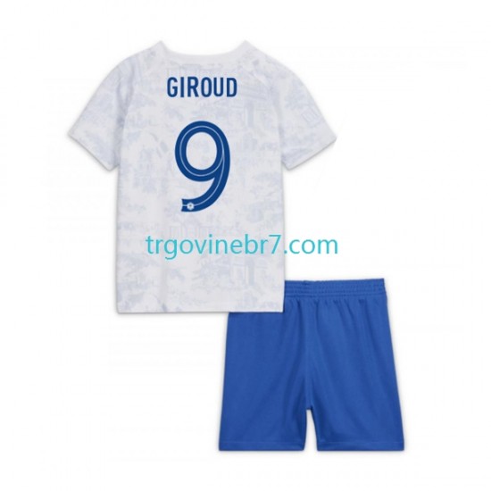 Dres Francuska Olivier Giroud 9 Gostujući World Cup 2022 Kratkih Rukava - Dječji