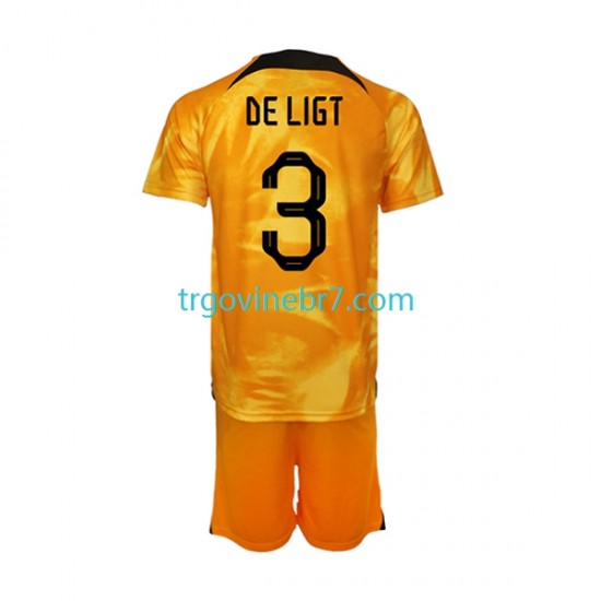 Dres Nizozemska Matthijs de Ligt 3 Domaći World Cup 2022 Kratkih Rukava - Dječji