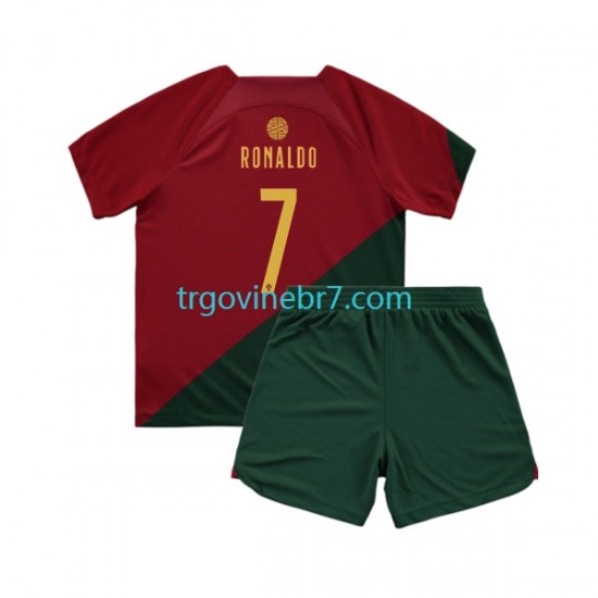 Dres Portugal Ronaldo 7 Domaći World Cup 2022 Kratkih Rukava - Dječji