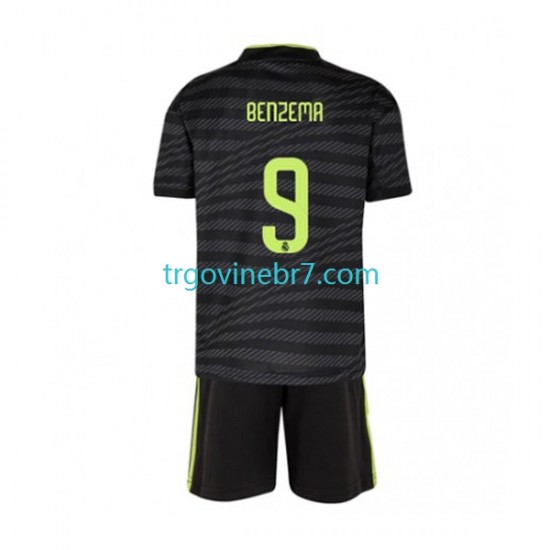 Dres Real Madrid Benzema 9 Treći 2022-2023 Kratkih Rukava - Dječji