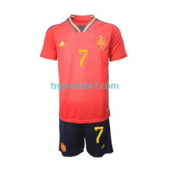 Dres Španjolska Alvaro Morata 7 Domaći World Cup 2022 Kratkih Rukava - Dječji Dres Španjolska Alvaro Morata 7 Domaći World Cup 2022 Kratkih Rukava - Dječji
