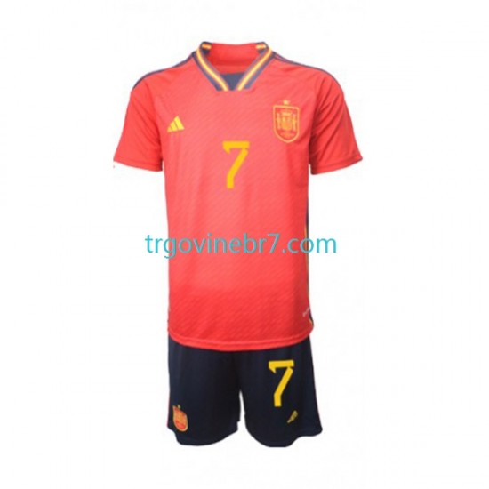 Dres Španjolska Alvaro Morata 7 Domaći World Cup 2022 Kratkih Rukava - Dječji