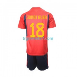 Dres Španjolska Jordi Alba 18 Domaći World Cup 2022 Kratkih Rukava - Dječji Dres Španjolska Jordi Alba 18 Domaći World Cup 2022 Kratkih Rukava - Dječji