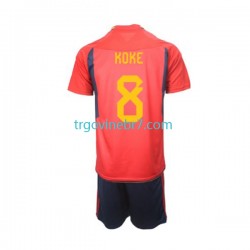 Dres Španjolska Koke 8 Domaći World Cup 2022 Kratkih Rukava - Dječji Dres Španjolska Koke 8 Domaći World Cup 2022 Kratkih Rukava - Dječji