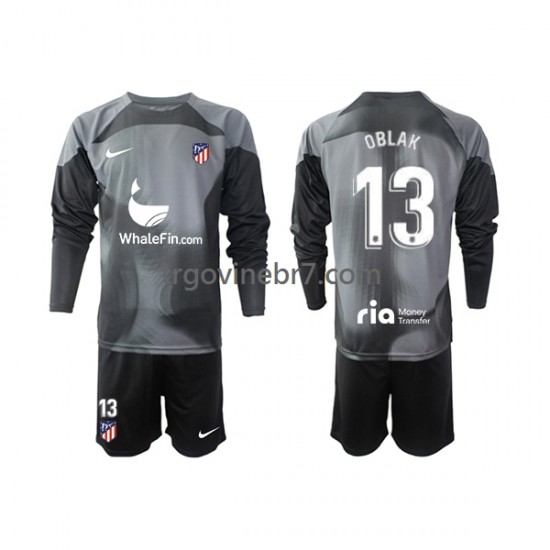 Golmanski Dres - Dres Atlético Madrid Jan Oblak 13 Gostujući 2022-2023 Dugim Rukavima - Dječji