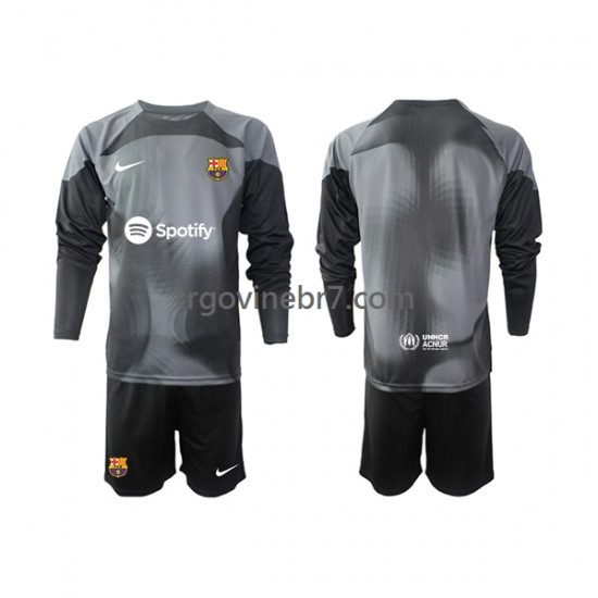 Golmanski Dres - Dres FC Barcelona Gostujući 2022-2023 Dugim Rukavima - Dječji