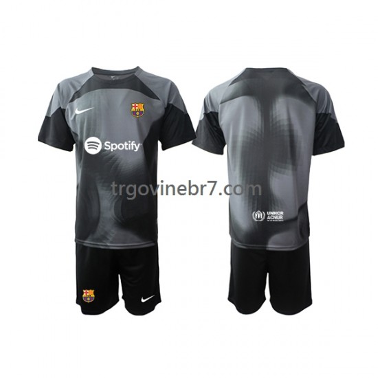 Golmanski Dres - Dres FC Barcelona Gostujući 2022-2023 Kratkih Rukava - Dječji