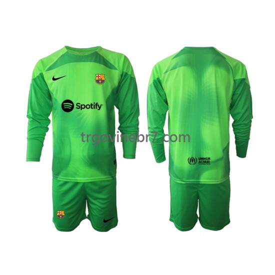 Golmanski Dres - Dres FC Barcelona Domaći 2022-2023 Dugim Rukavima - Dječji