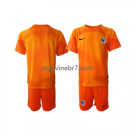 Golmanski Dres - Dres Francuska Gostujući World Cup 2022 Kratkih Rukava - Dječji