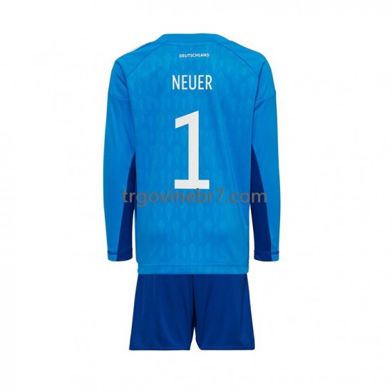 Golmanski Dres - Dres Njemačka Manuel Neuer 1 Domaći World Cup 2022 Dugim Rukavima - Dječji