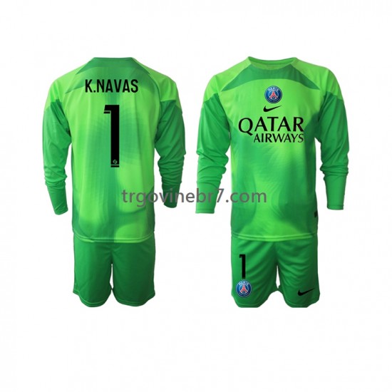 Golmanski Dres - Dres Paris Saint-Germain Keylor Navas 1 Domaći 2022-2023 Dugim Rukavima - Dječji