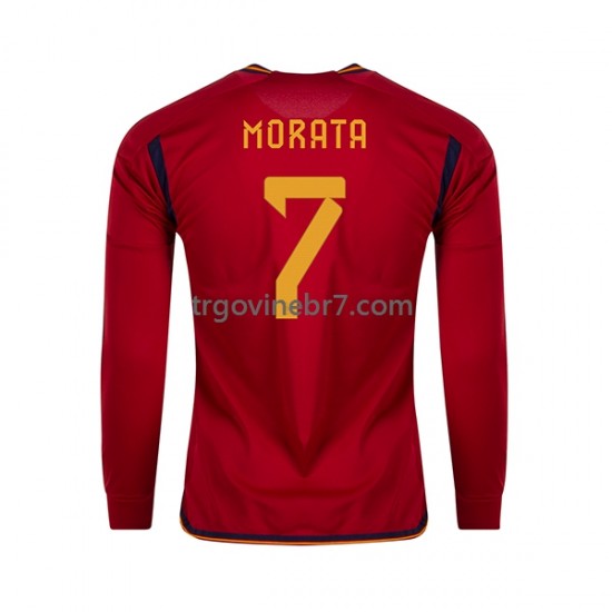 Dres Španjolska MORATA 7 Domaći World Cup 2022 Dugim Rukavima - Muški