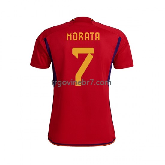 Dres Španjolska MORATA 7 Domaći World Cup 2022 Kratkih Rukava - Muški