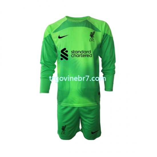 Golmanski Dres - Dres Liverpool Treći 2022-2023 Dugim Rukavima - Dječji