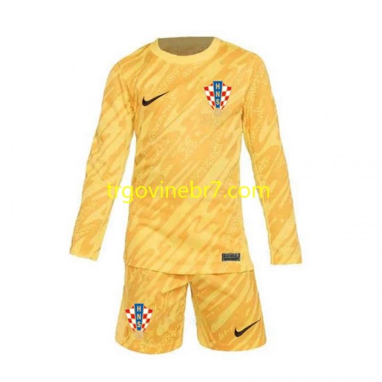 Golmanski Dres - Dres Hrvatska Domaći Euro 2024 Dugim Rukavima - Dječji