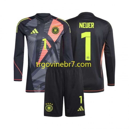 Golmanski Dres - Dres Njemačka Manuel Neuer 1 Domaći Euro 2024 Dugim Rukavima - Dječji