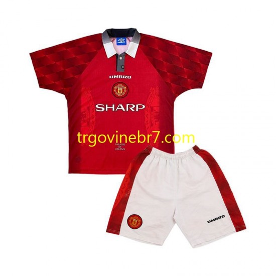 Dres Manchester United 1996 Retro Domaći Kratkih Rukava - Dječji