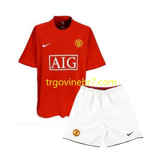 Dres Manchester United 2007 Retro Domaći Kratkih Rukava - Dječji