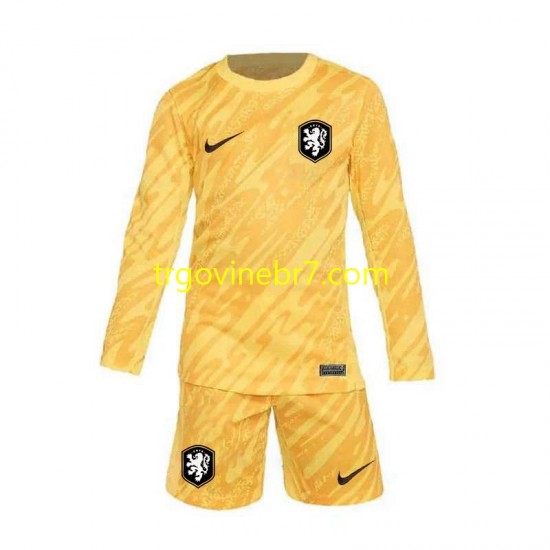 Golmanski Dres - Dres Nizozemska Gostujući Euro 2024 Dugim Rukavima - Dječji